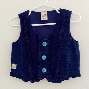 Wildflowers Places You'll Go Vest Navy Blue Corduroy Girls Size 2
